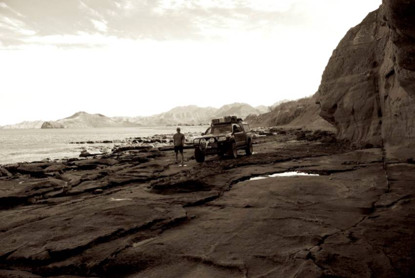 This is the road to our camp, at low tide. Needless to say, once you're in, you're making a commitment.
